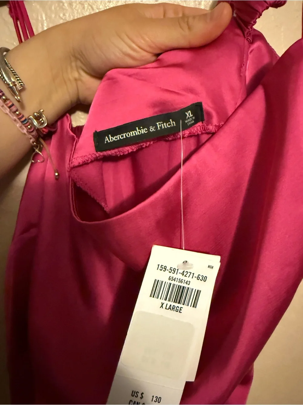 NWT ABERCROMBIE Low Back Cowl Satin Slip Dress with Spaghetti Straps